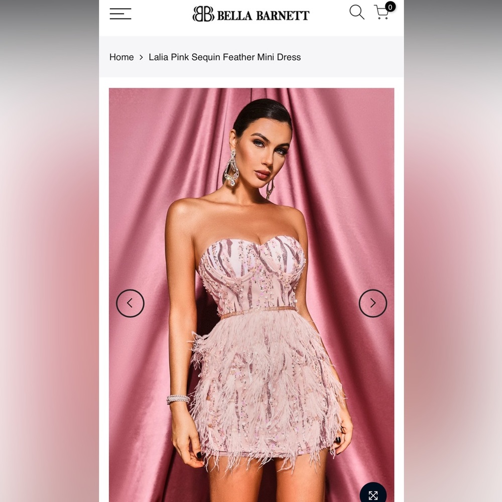 Pink Sequin Feather Mini Dress